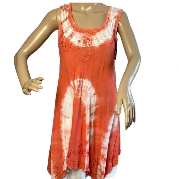 ISLAND Beach Y2K, NWT,tie dye tunic,pockets,embroidery, hanky,coastal,resortwear - Picture 4 of 11